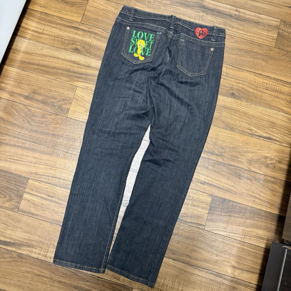 Vintage 90’s Women’s Lot 29 Black Denim Looney Tunes Embroidered Jeans Size 15